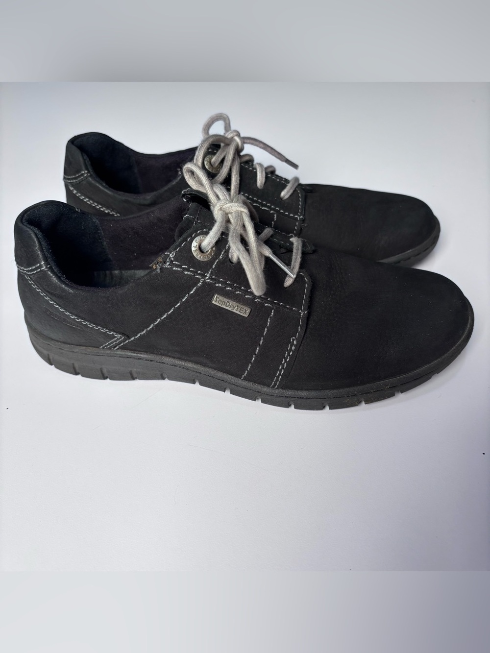 Josef Seibel Black Oxford Shoes with Gray Laces